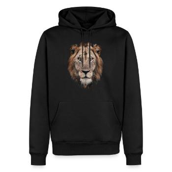 Tête de lion visage animal Africain motif animal art T-shirt - Sweat à capuche Premium bio Homme - noir - Devant - Nico (187cm)