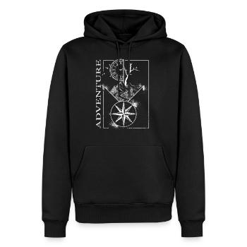 Aventure montagne nature randonnée boussole - Sweat à capuche Premium bio Homme - noir - Devant - Nico (187cm)