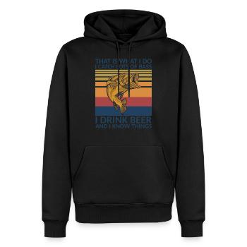 Dire drôle de bière et de perche de pêche - Sweat à capuche Premium bio Homme - noir - Devant - Nico (187cm)