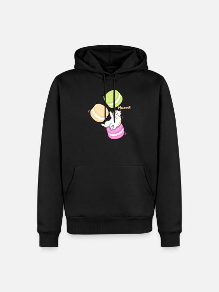 Chat et Macaron - Sweat à capuche Premium bio Homme - noir