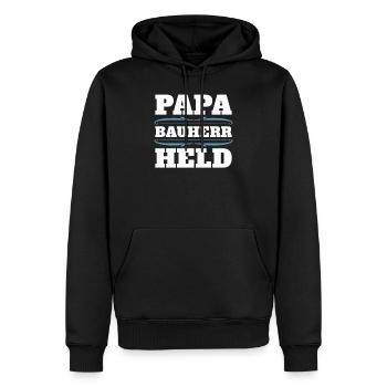 Bauherr - Männer Premium Bio Hoodie - Schwarz - Vorne - Nico (187cm)