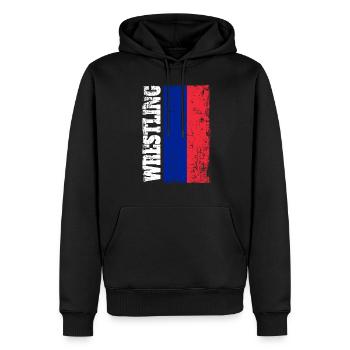 Lutte lutte lutteur drapeau drapeau Russie - Sweat à capuche Premium bio Homme - noir - Devant - Nico (187cm)