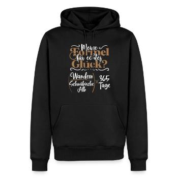 Echtes Glück - Wandern durch die Schwäbische Alb - Männer Premium Bio Hoodie - Schwarz - Vorne - Nico (187cm)