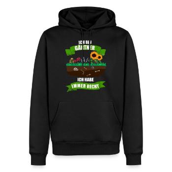 Ich bin Gärtner ich habe immer Recht - Männer Premium Bio Hoodie - Schwarz - Vorne - Nico (187cm)