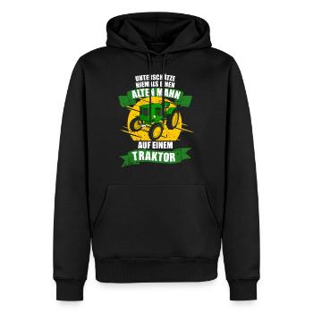 Alter mann auf einem Traktor niemals Unterschätzen - Männer Premium Bio Hoodie - Schwarz - Vorne - Nico (187cm)