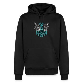 Le marteau de Thor avec flash - Mjölnir - Sweat à capuche Premium bio Homme - noir - Devant - Nico (187cm)