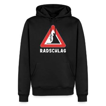 Radschlag - Lustiges Fahrrad Wortspiel, Wortwitz - Männer Premium Bio Hoodie - Schwarz - Vorne - Nico (187cm)