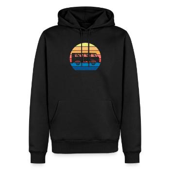 Retro Camper Bus Caravan Vintage Camper Bus - Männer Premium Bio Hoodie - Schwarz - Vorne - Nico (187cm)