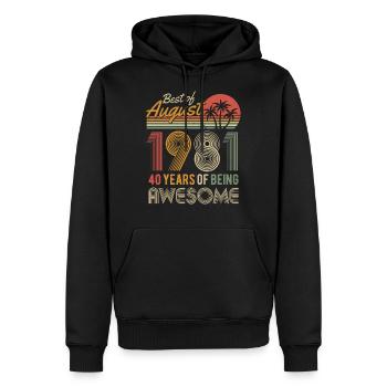 Août 1981 né 40 anniversaire Rétro Vintage - Sweat à capuche Premium bio Homme - noir - Devant - Nico (187cm)