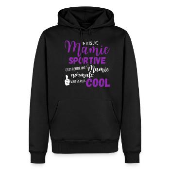 Je suis une mamie sportive - Sweat à capuche Premium bio Homme - noir - Devant - Nico (187cm)
