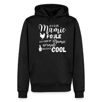 Je suis une mamie poule - Sweat à capuche Premium bio Homme - noir - Devant - Nico (187cm)