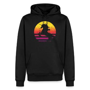 Einhorn Retro Style Vintage - Männer Premium Bio Hoodie - Schwarz - Vorne - Nico (187cm)