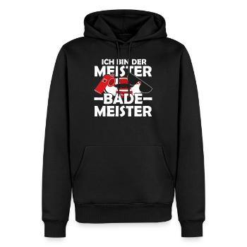 Ich bin der Meister Bademeister Spruch - Männer Premium Bio Hoodie - Schwarz - Vorne - Nico (187cm)