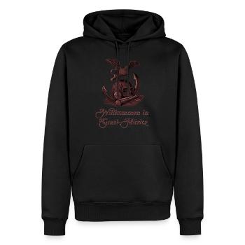 Möwe auf Schädel - Ostseeheilbad Graal-Müritz - Männer Premium Bio Hoodie - Schwarz - Vorne - Nico (187cm)