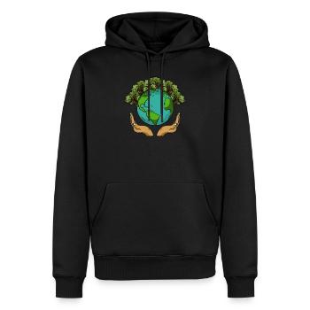 Changement climatique Lutte contre le changement climatique Réchauffement climatique Planète terre - Sweat à capuche Premium bio Homme - noir - Devant - Nico (187cm)