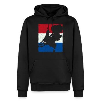 Niederlande Flagge mit Karte / Umriss - Männer Premium Bio Hoodie - Schwarz - Vorne - Nico (187cm)
