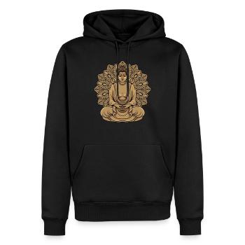 Bouddha bouddhiste bouddhisme - Sweat à capuche Premium bio Homme - noir - Devant - Nico (187cm)