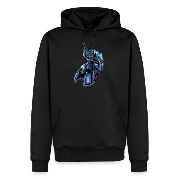 Krähe auf Helm eines Spartaner - Männer Premium Bio Hoodie - Schwarz - Vorne - Nico (187cm)