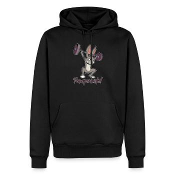 Starker Hase macht Gewichtheben - Pumpernickel - Männer Premium Bio Hoodie - Schwarz - Vorne - Nico (187cm)