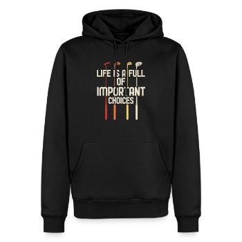 Golfeur Golf golf golf golf - Sweat à capuche Premium bio Homme - noir - Devant - Nico (187cm)