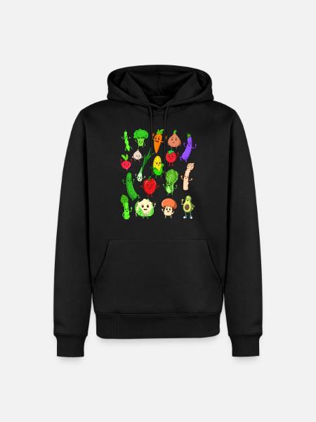 Comic Kawaii Vegetables - Men’s Premium Organic Hoodie - black