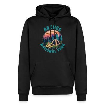 États-Unis États-Unis Parc national - Sweat à capuche Premium bio Homme - noir - Devant - Nico (187cm)