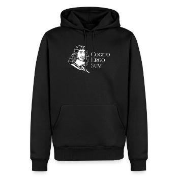 Cogito Ergo Sum - Latein Spruch von Descartes - Männer Premium Bio Hoodie - Schwarz - Vorne - Nico (187cm)