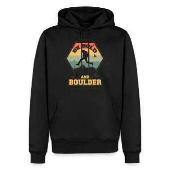 Bouldern - Männer Premium Bio Hoodie - Schwarz - Vorne - Nico (187cm)