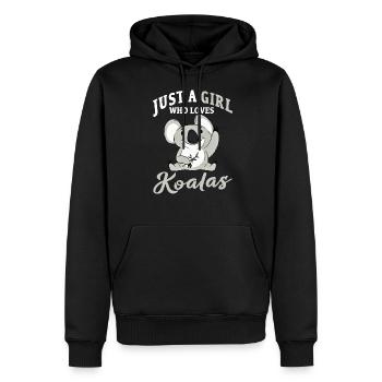 juste une fille qui aime les koalas. Koala. Fluffel - Sweat à capuche Premium bio Homme - noir - Devant - Nico (187cm)