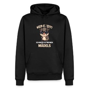 Hamster - Pas le temps, je dois aller voir mes filles - Sweat à capuche Premium bio Homme - noir - Devant - Nico (187cm)