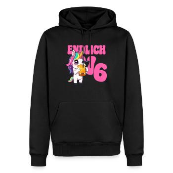 Bière Licorne Enfin 16 ans Anniversaire Alcool - Sweat à capuche Premium bio Homme - noir - Devant - Nico (187cm)