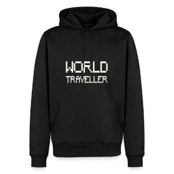 World Traveller - Männer Premium Bio Hoodie - Schwarz - Vorne - Nico (187cm)