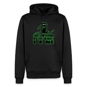 Just waiting for the right one for me - Männer Premium Bio Hoodie - Schwarz - Vorne - Nico (187cm)