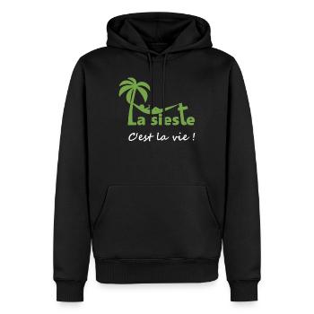 La sieste - Sweat à capuche Premium bio Homme - noir - Devant - Nico (187cm)