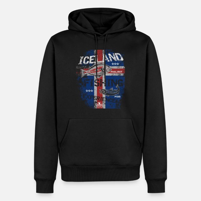 Islande Drapeau de pêche Pêche Poisson Design - Sweat à capuche Premium bio Homme - noir