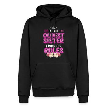Je suis la sœur aînée que je fais les règles les plus anciennes - Sweat à capuche Premium bio Homme - noir - Devant - Nico (187cm)