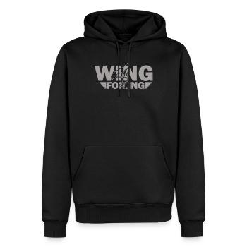Wing Foiling ou Wing Surf et Wing surf Design - Sweat à capuche Premium bio Homme - noir - Devant - Nico (187cm)