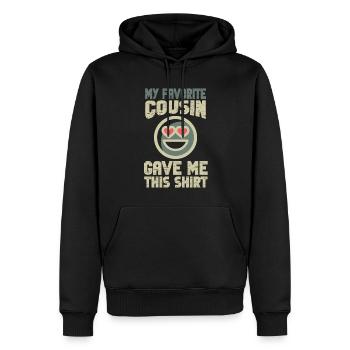 My Favorite Cousin Gave Me This - Männer Premium Bio Hoodie - Schwarz - Vorne - Nico (187cm)