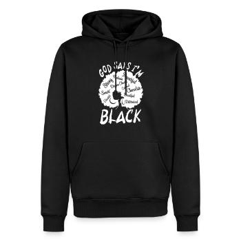 Une fille afro-américaine Dieu dit que je suis black pride - Sweat à capuche Premium bio Homme - noir - Devant - Nico (187cm)
