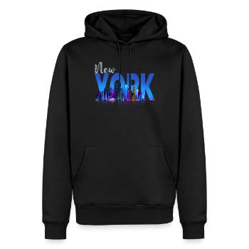 New York Skyline Heartbeat Statue de la Liberté - Sweat à capuche Premium bio Homme - noir - Devant - Nico (187cm)