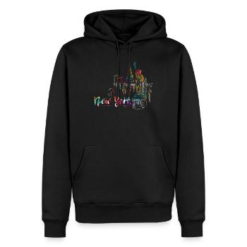 New York Skyline Heartbeat Statue de la Liberté - Sweat à capuche Premium bio Homme - noir - Devant - Nico (187cm)