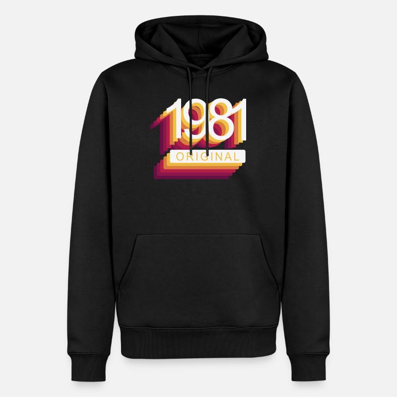 Geboren 1981 - Männer Premium Bio Hoodie - Schwarz