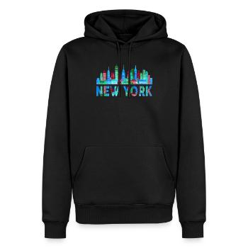 New York Skyline Heartbeat Statue of Liberty - Männer Premium Bio Hoodie - Schwarz - Vorne - Nico (187cm)