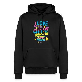 1990's 90s I Heart Nineties I Love the 90's Old - Männer Premium Bio Hoodie - Schwarz - Vorne - Nico (187cm)
