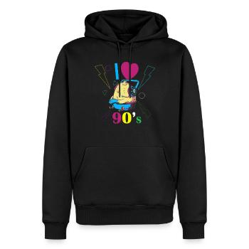 1990's 90s I Heart Nineties I Love the 90's Old - Männer Premium Bio Hoodie - Schwarz - Vorne - Nico (187cm)