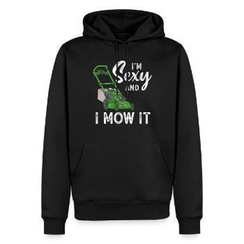 Je suis sexy et je le tonds Tondre la pelouse Jardinage Amoureux - Sweat à capuche Premium bio Homme - noir - Devant - Nico (187cm)