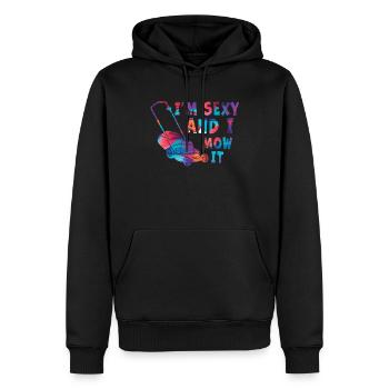 Je suis sexy et je le tonds Tondre la pelouse Jardinage Amoureux - Sweat à capuche Premium bio Homme - noir - Devant - Nico (187cm)