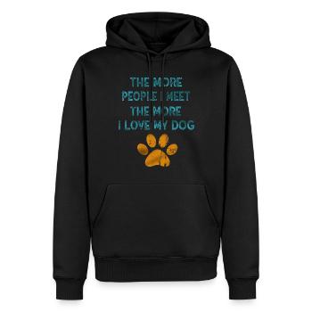 Plus je rencontre de gens, plus j’aime mon chien - Sweat à capuche Premium bio Homme - noir - Devant - Nico (187cm)