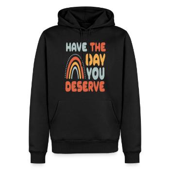 Passez la journée que vous méritez - Sweat à capuche Premium bio Homme - noir - Devant - Nico (187cm)