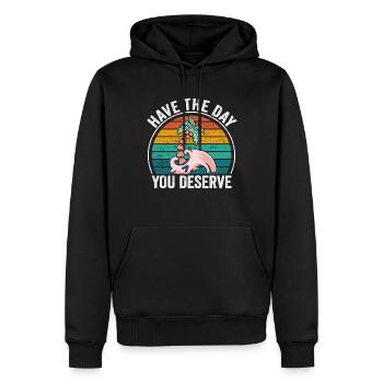 Passez la journée que vous méritez - Sweat à capuche Premium bio Homme - noir - Devant - Nico (187cm)